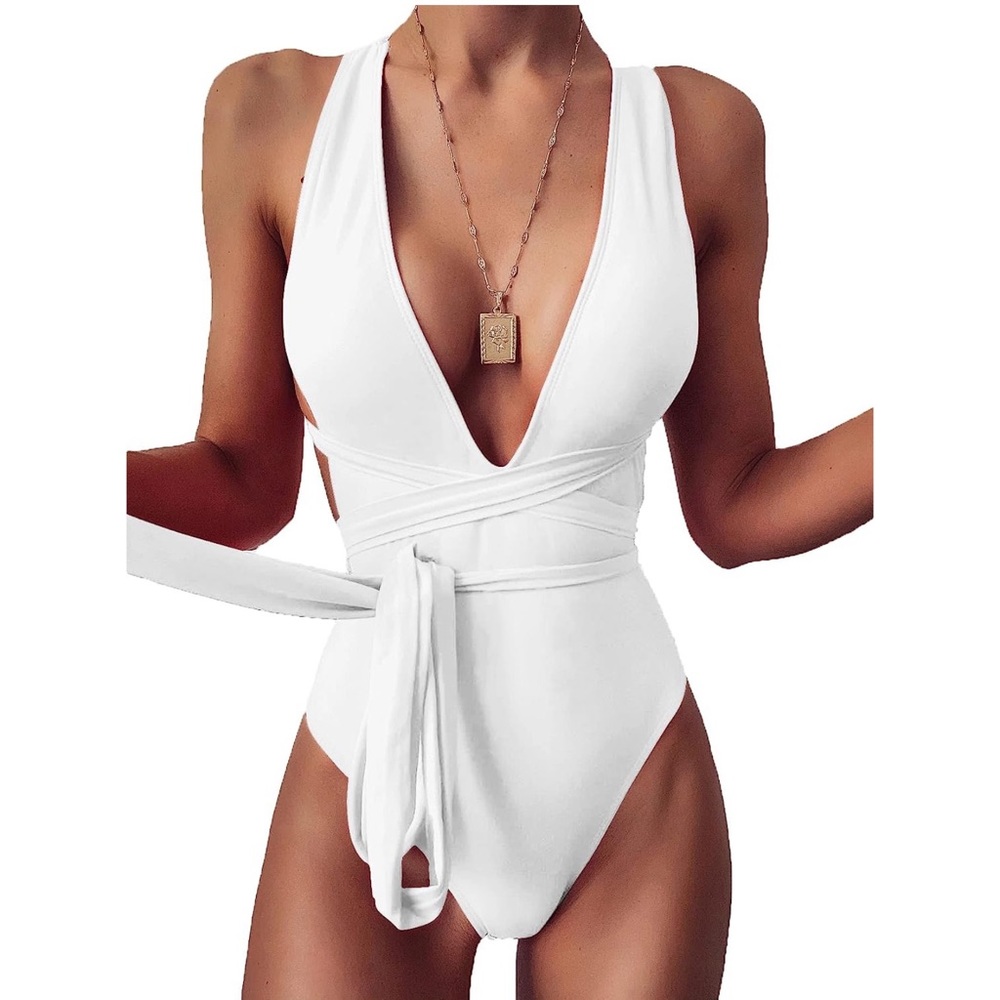 Lilosy | Criss-Cross Tie Brazilian One Piece Swimsuit